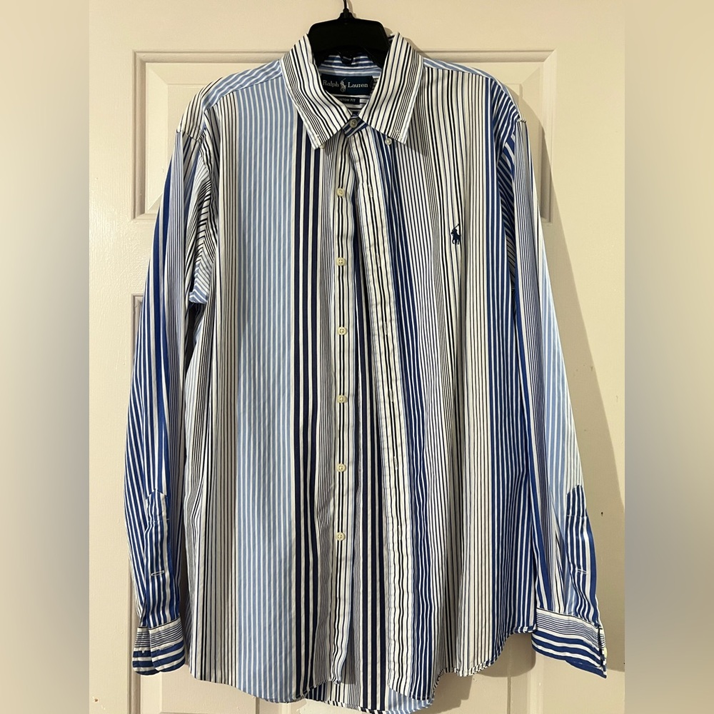 Ralph Lauren Classic Blue and White Striped Shirt